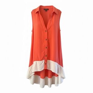Sleeveless Orange and Cream Blouse